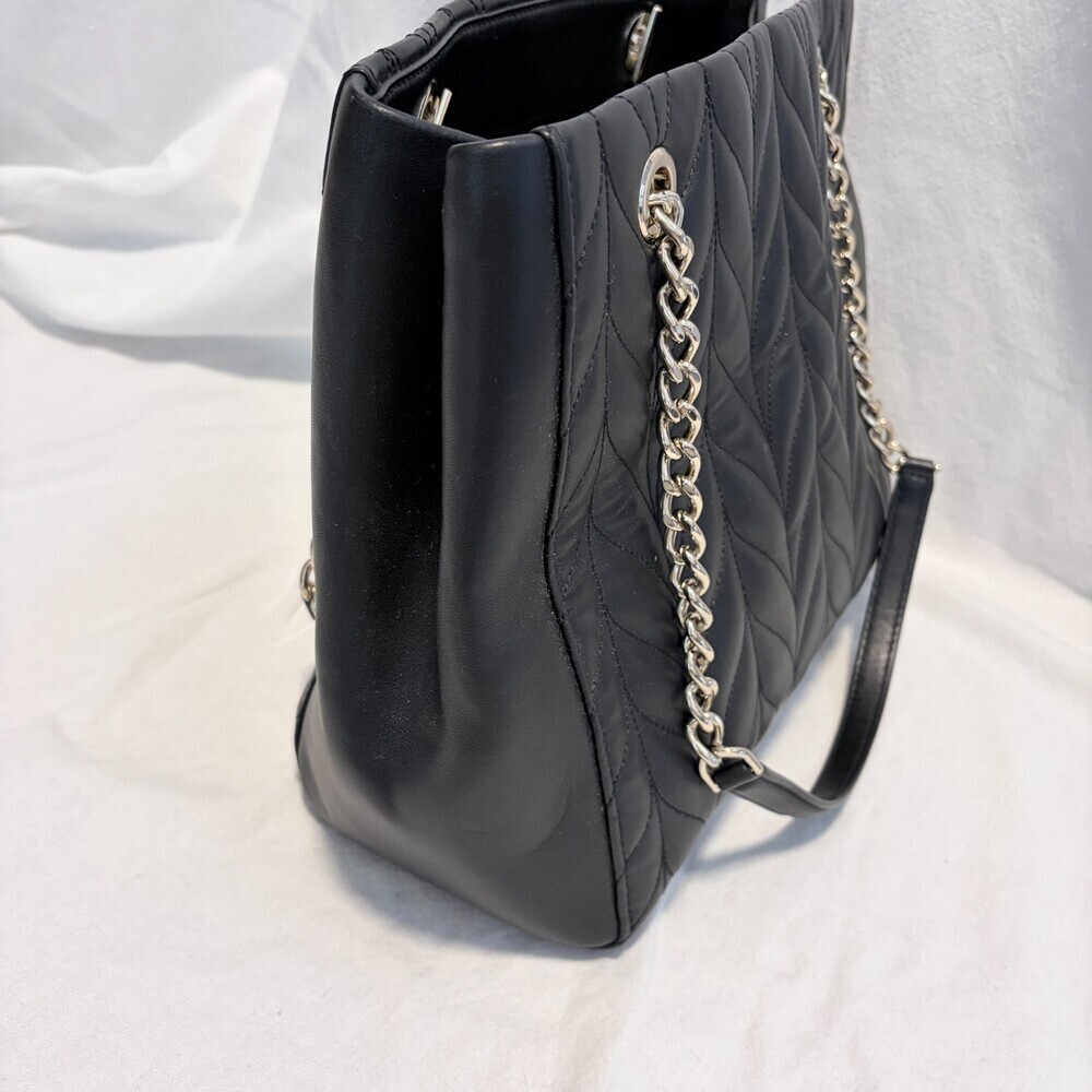 Kate Spade Briar Lane Quilted Willis Tote Bag Black Silver Handwear Chic Luxury - Picture 14 of 16